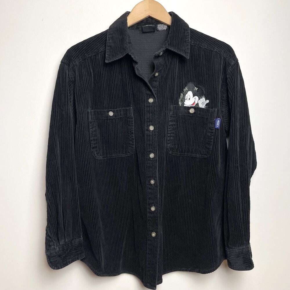 Vintage 90s Y2K Mickey Unlimited Corduroy Shirt Shacket Medium Minimalist Disney